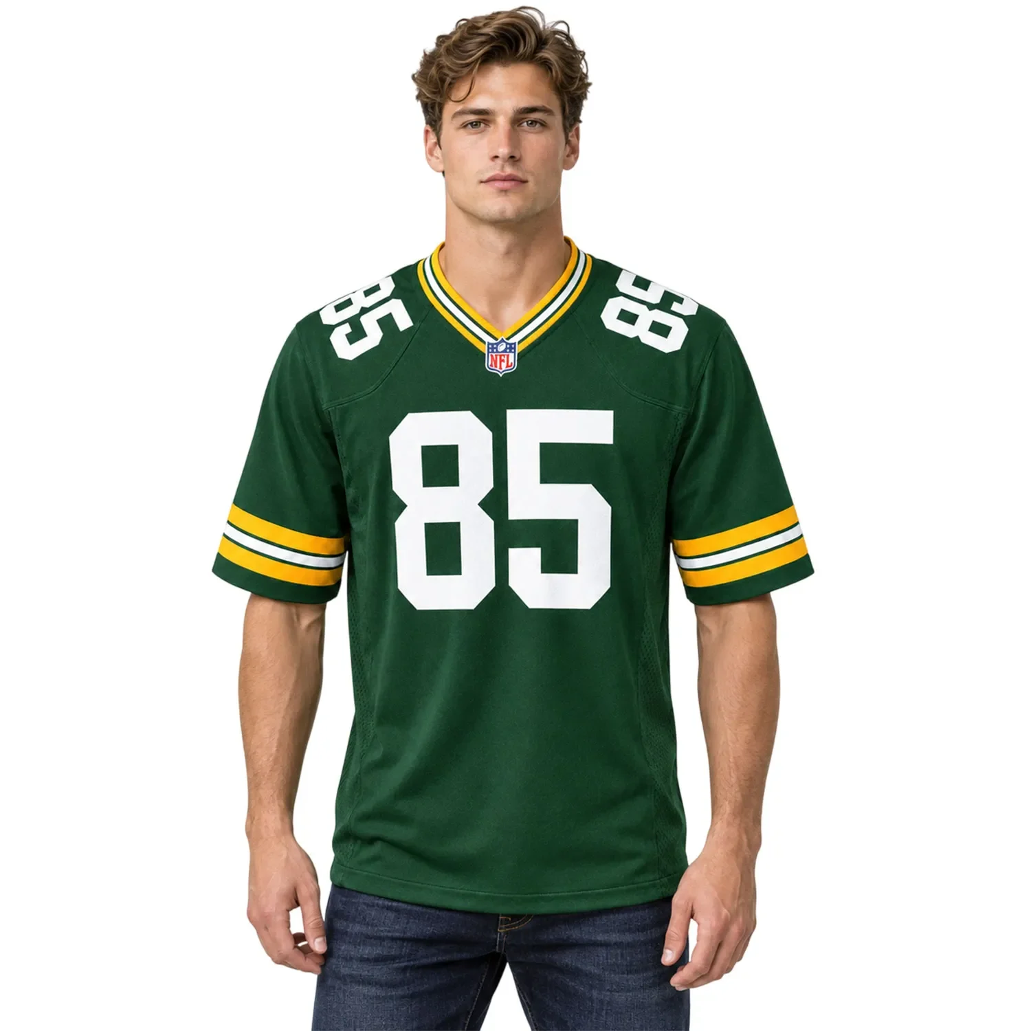 Green Bay Packers Christian Watson White Jersey – model view