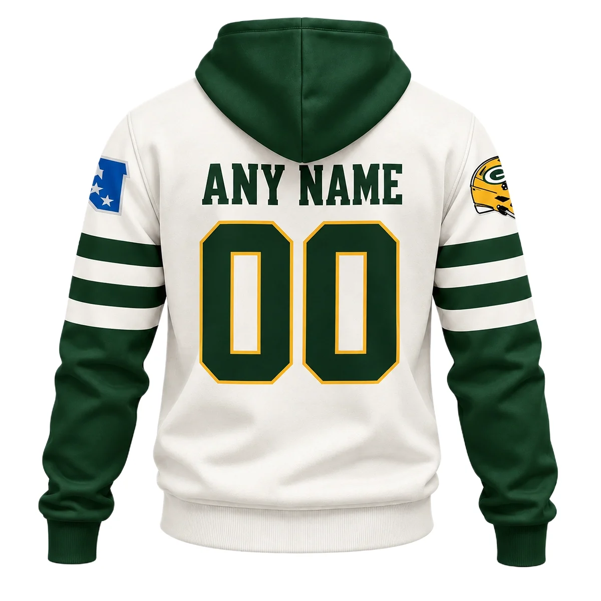Green Bay Packers Cream Custom Hoodie – back view