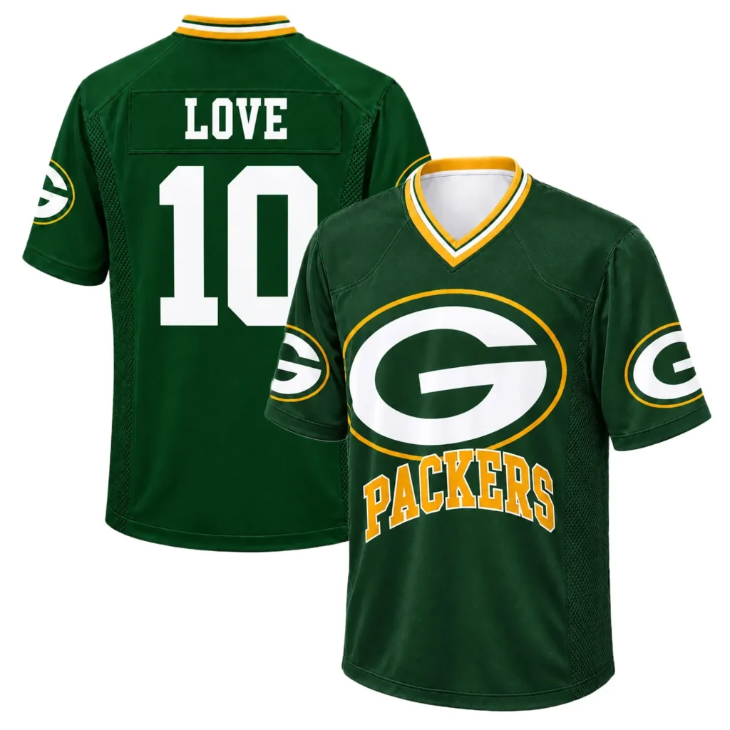 Green Bay Packers Jordan Love Jersey – Home Crowd Fan Style