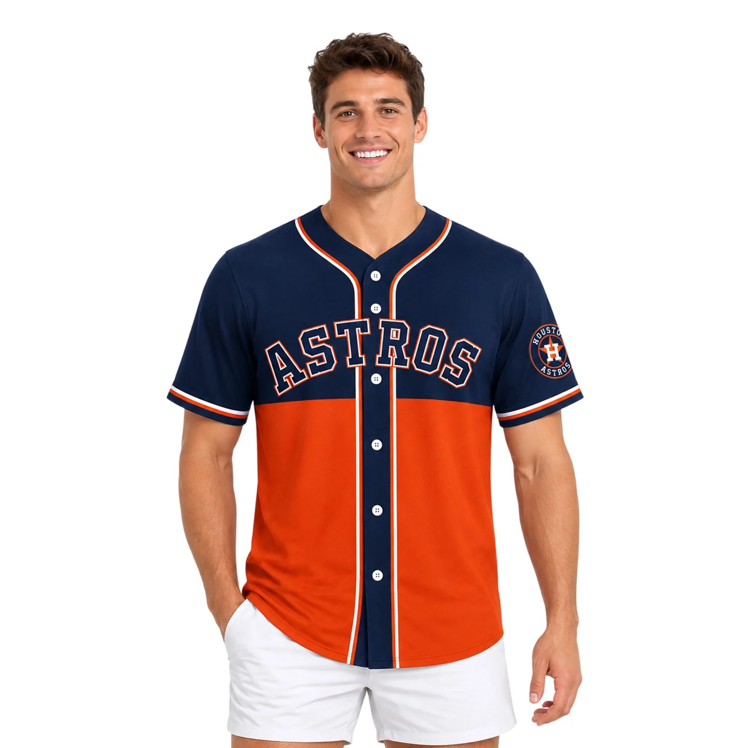 Houston Astros Navy Custom Jersey – model view