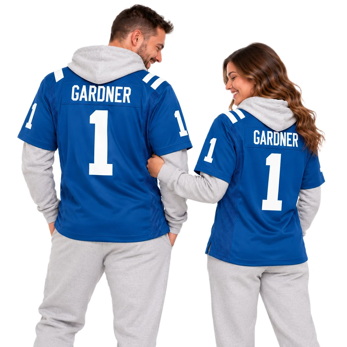 Indianapolis Colts Sauce Gardner Royal Blue Home Jersey – model back view