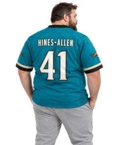 Jacksonville Jaguars Josh Hines Allen Teal Throwback Jersey – model back view