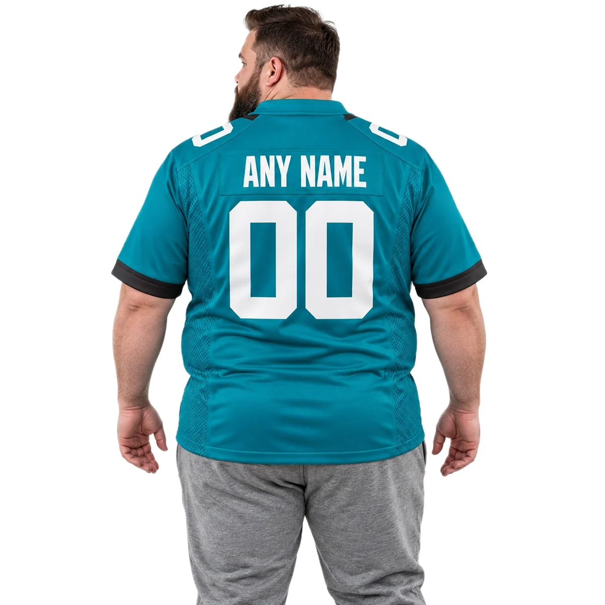 Jacksonville Jaguars Teal Home Custom Jersey – model back view