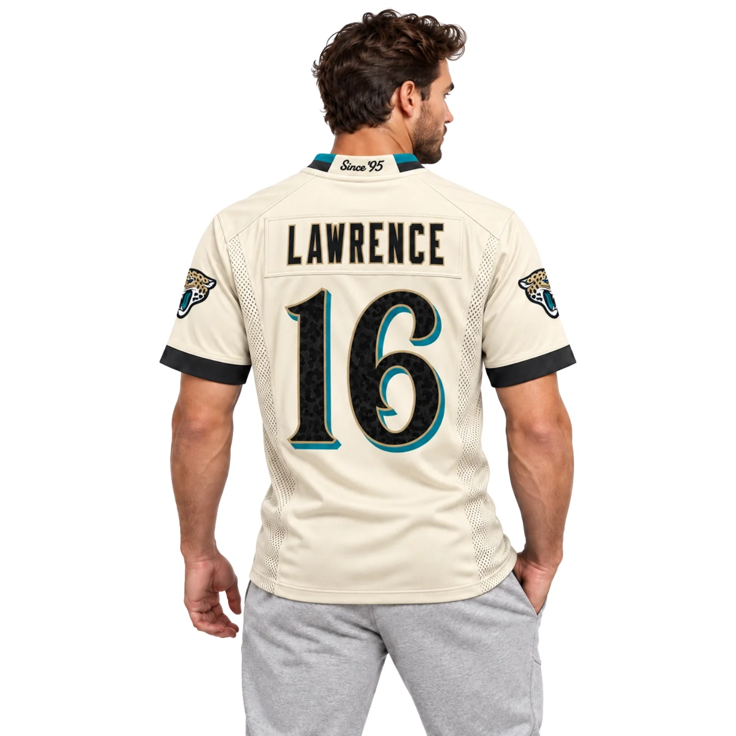 Jacksonville Jaguars Trevor Lawrence Rivalries Jersey – model front view
