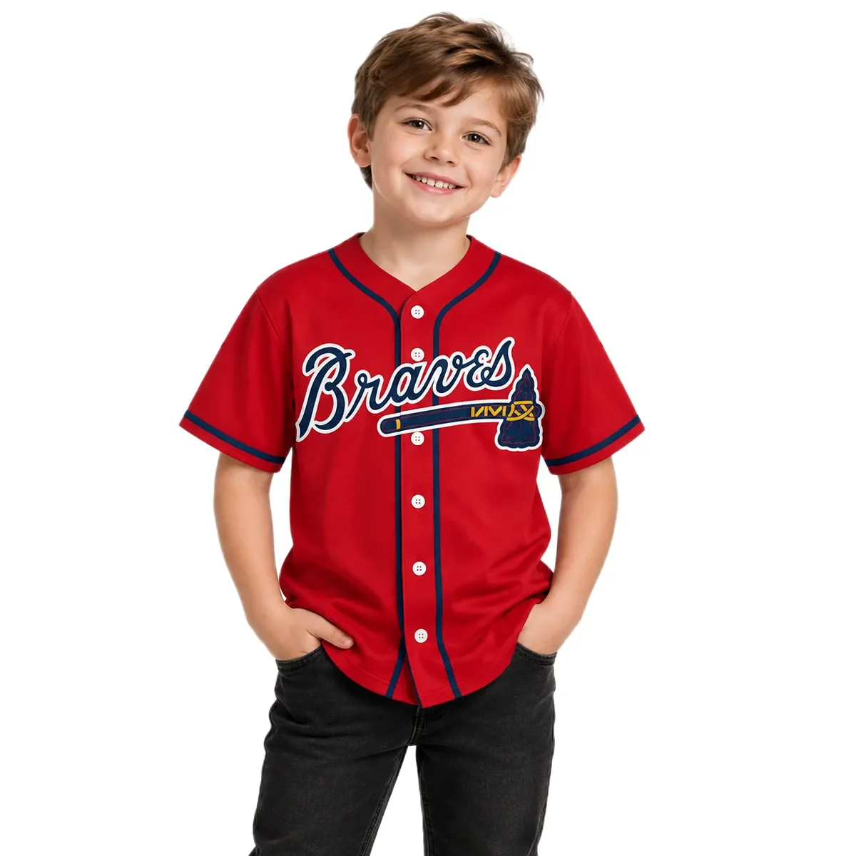 Kids Atlanta Braves Chris Sale Jersey – model view