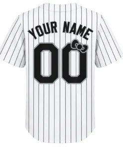Kids Chicago White Sox White Pinstripe Hello Kitty Jersey – back view