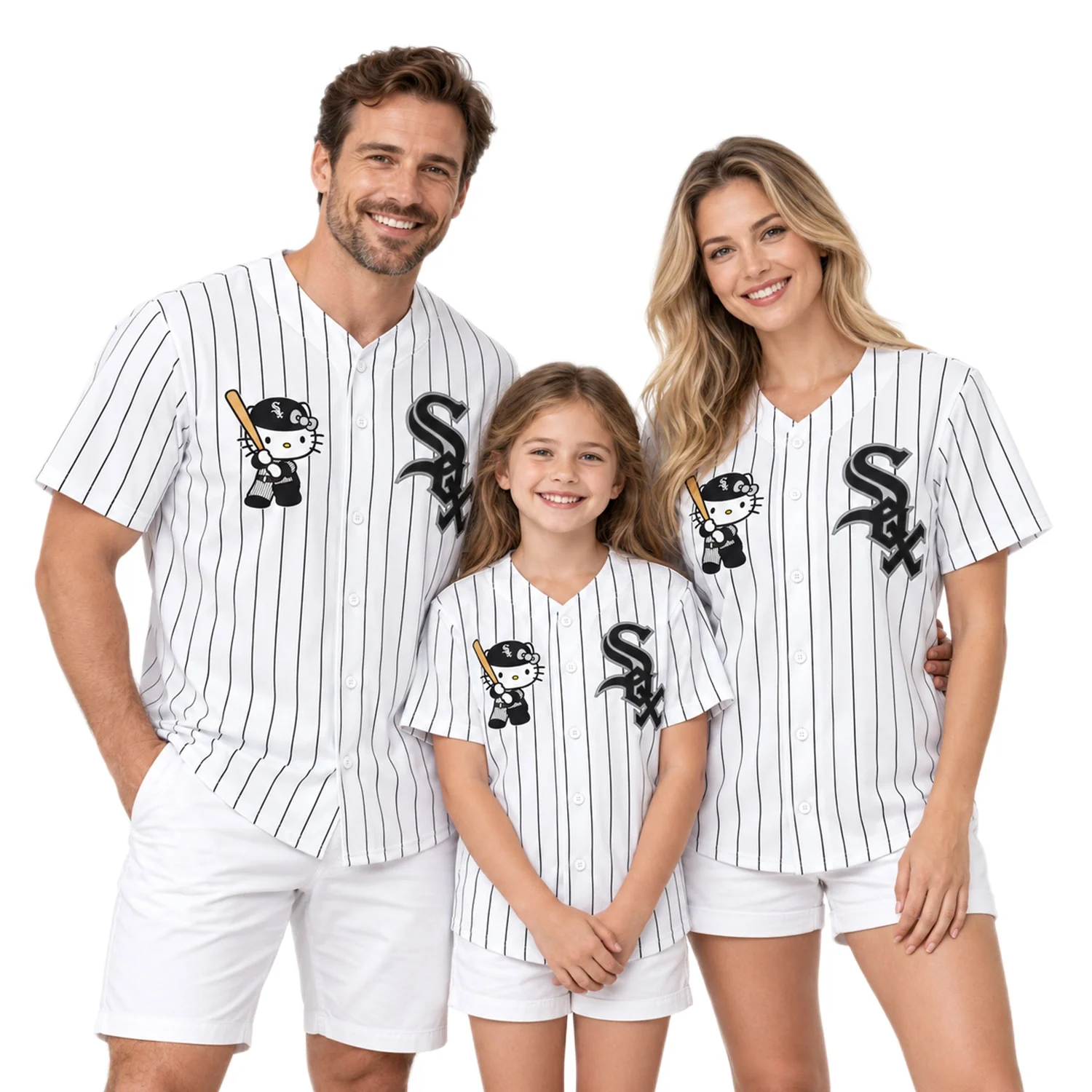 Kids Chicago White Sox White Pinstripe Hello Kitty Jersey – kids view