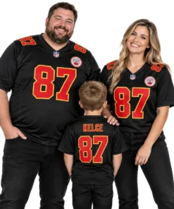 Kids Kansas City Chiefs Travis Kelce Black Jersey – family view