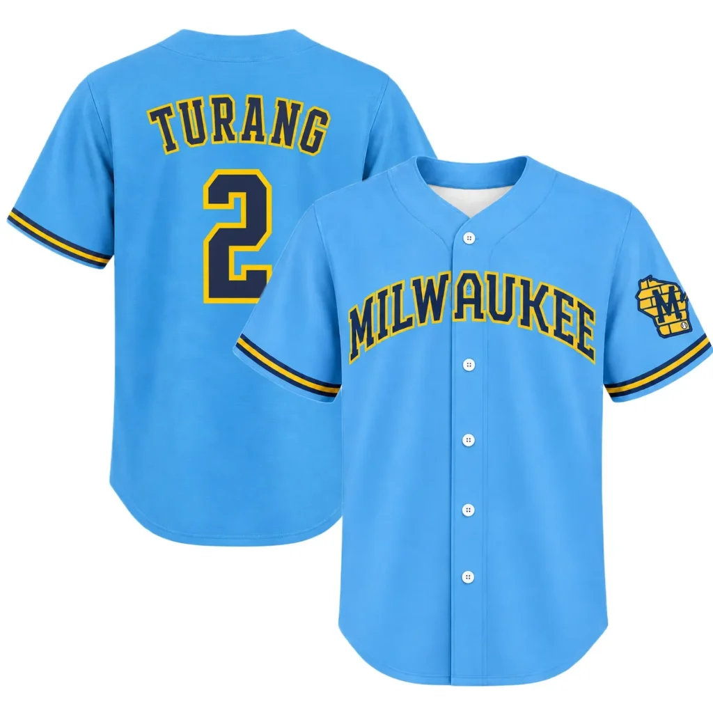 Kids Milwaukee Brewers Brice Turang Blue Jersey – Stadium Ready Fan Style