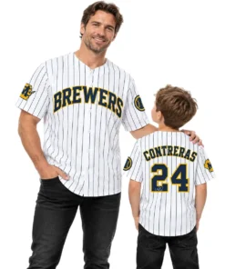 Kids Milwaukee Brewers William Contreras Jersey – dad son view