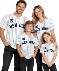 Kids New York Yankees White Custom Jersey – family view