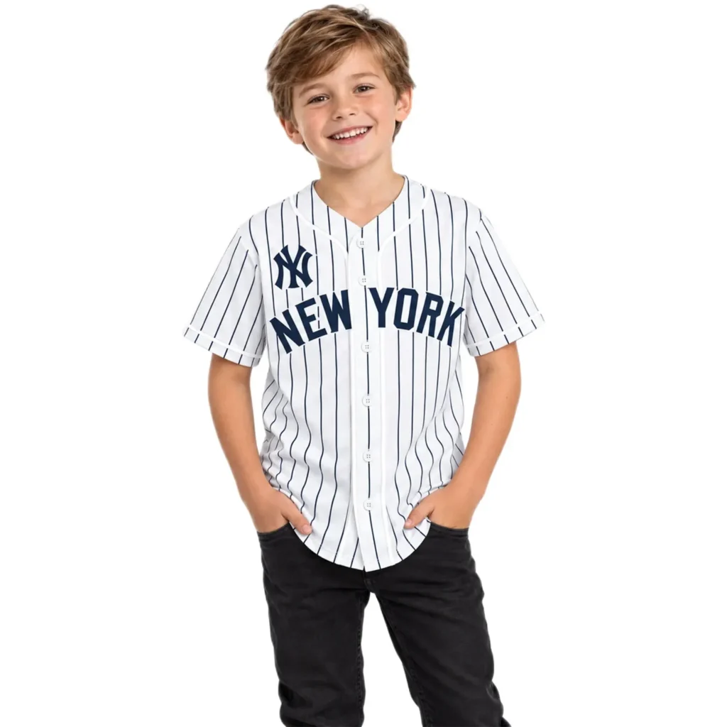 Kids New York Yankees White Custom Jersey – Home Crowd Fan Style
