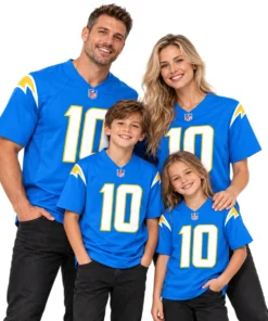 Los Angeles Chargers Justin Herbert Powder Blue Home Jersey – family view