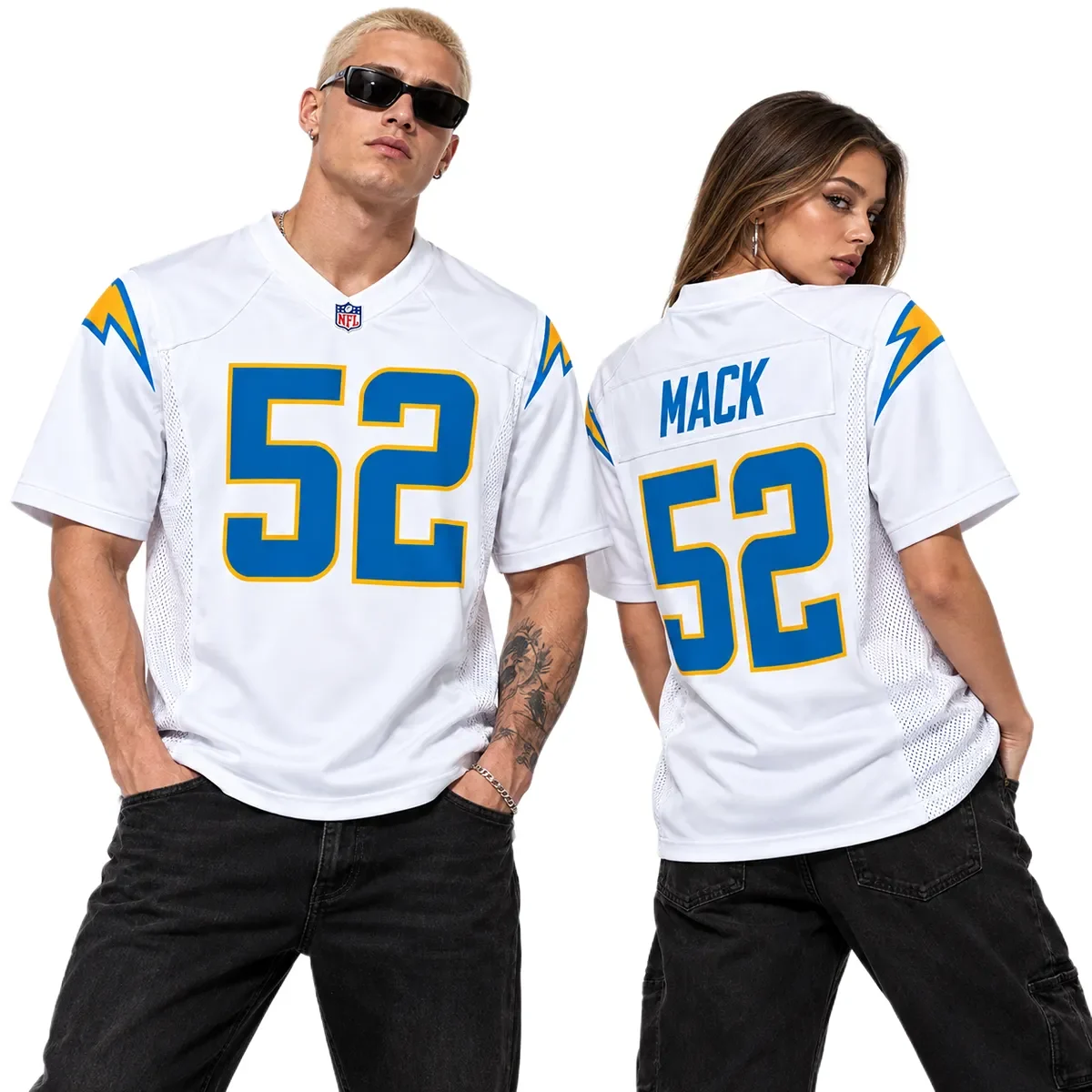 Los Angeles Chargers Khalil Mack White Jersey – model view
