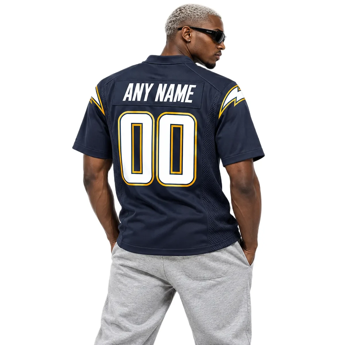 Los Angeles Chargers Navy Alternate Custom Jersey – model view