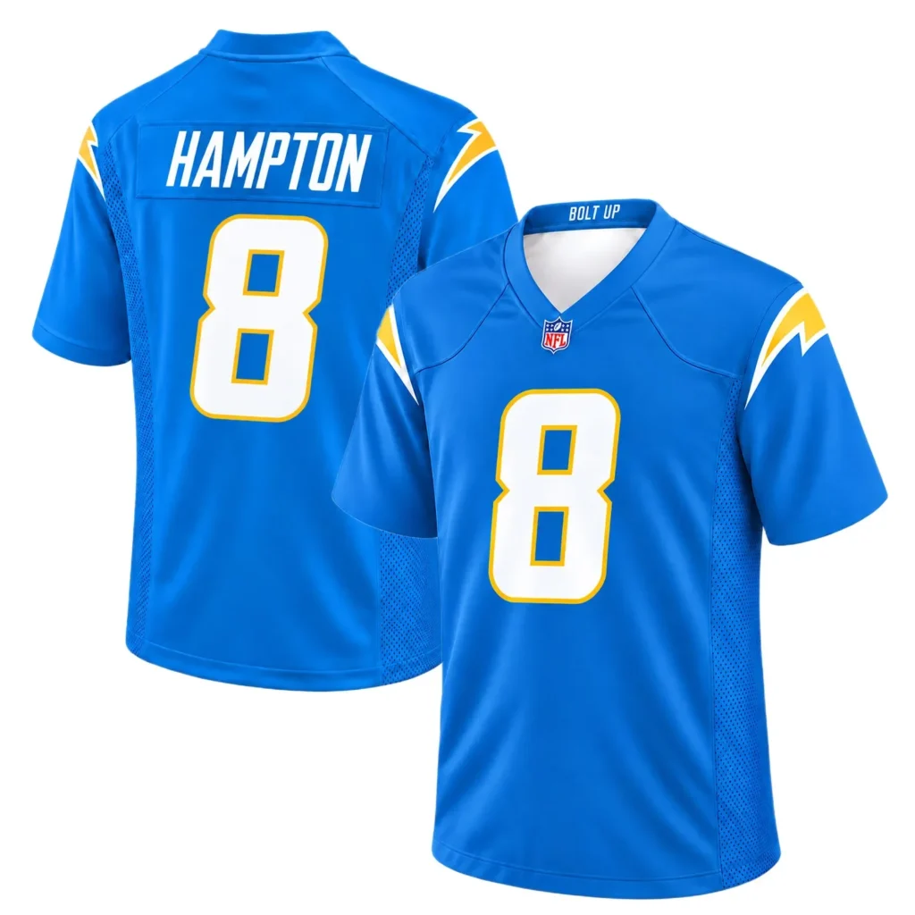 Los Angeles Chargers Omarion Hampton Powder Blue Jersey – Custom Name & Number Edition