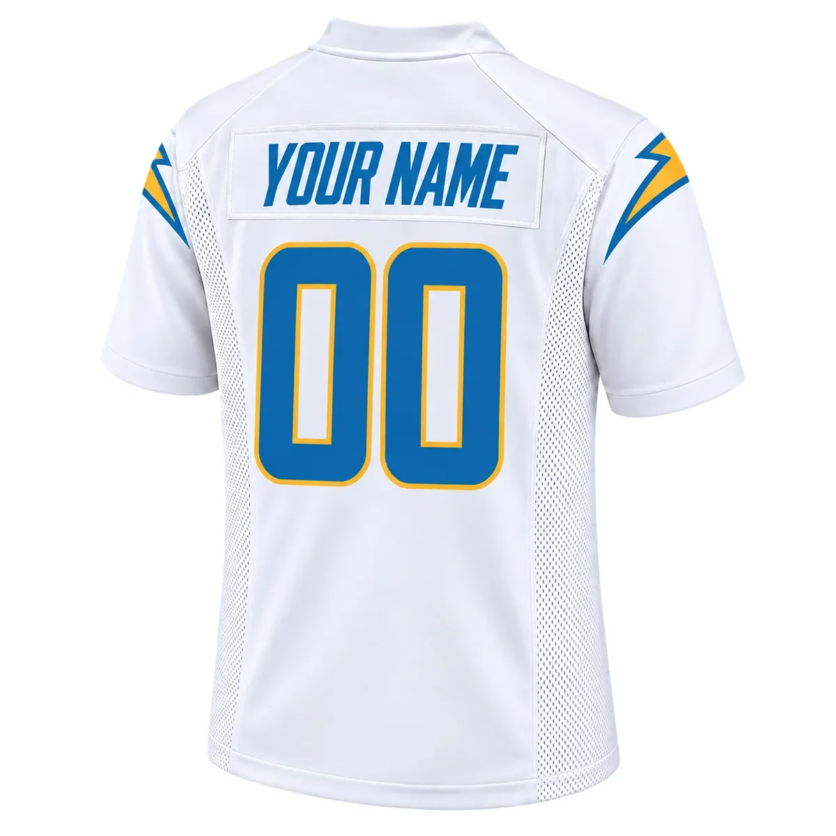 Los Angeles Chargers White Away Custom Jersey – back view