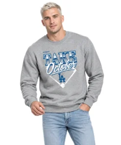 Los Angeles Dodgers Gray Locker Room Champions Sweatshirt – model view