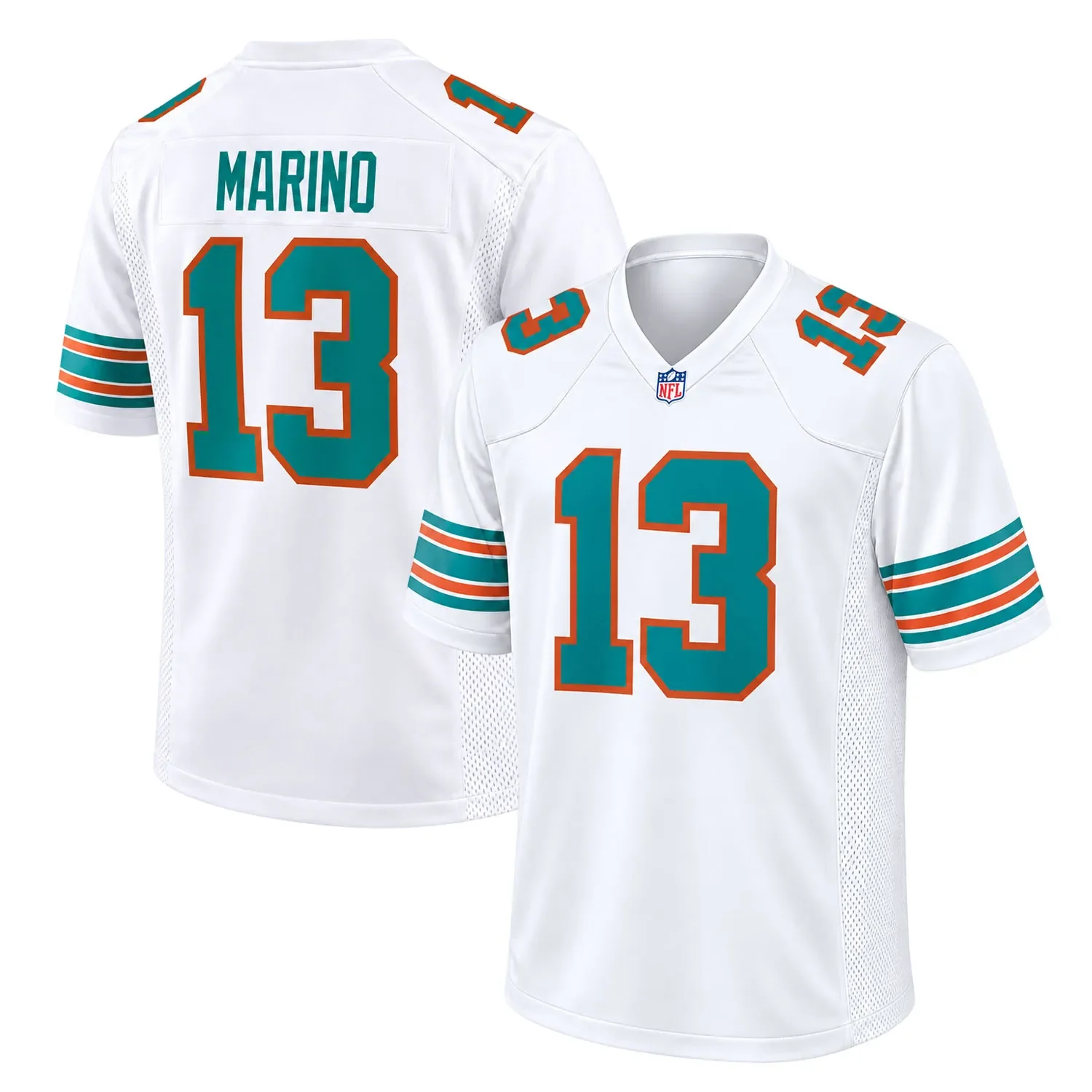 Miami Dolphins Dan Marino White Throwback Jersey – front back view