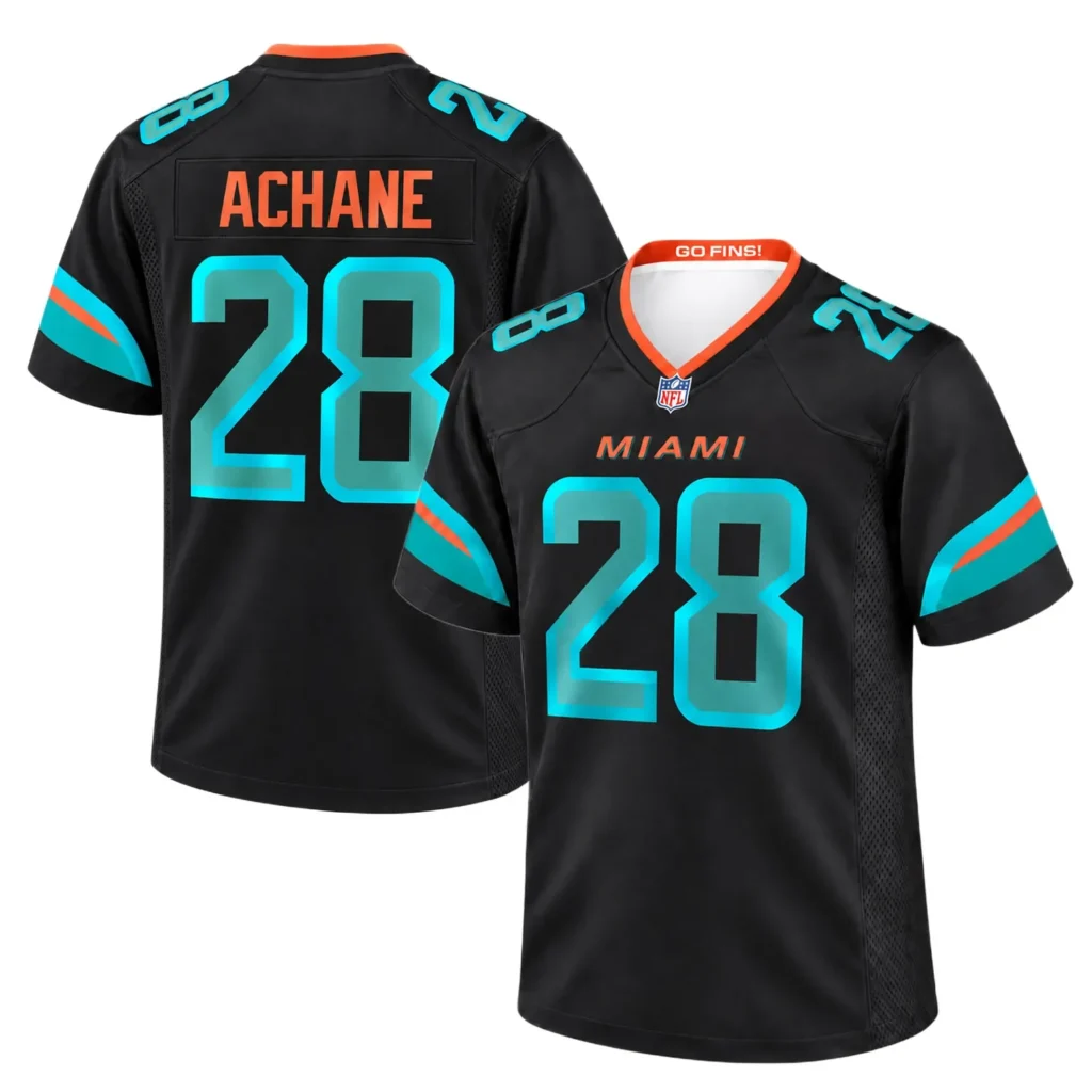 Miami Dolphins De'Von Achane Black Rivalries Jersey – Home Crowd Fan Style