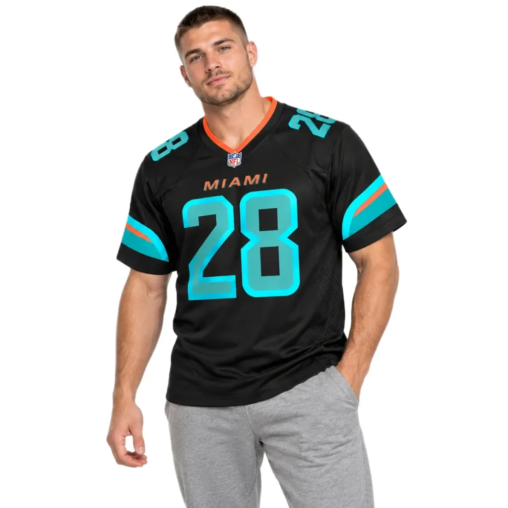 Miami Dolphins De'Von Achane Black Rivalries Jersey – Home Crowd Fan Style