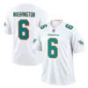 Miami Dolphins Malik Washington White Away Jersey – front back view