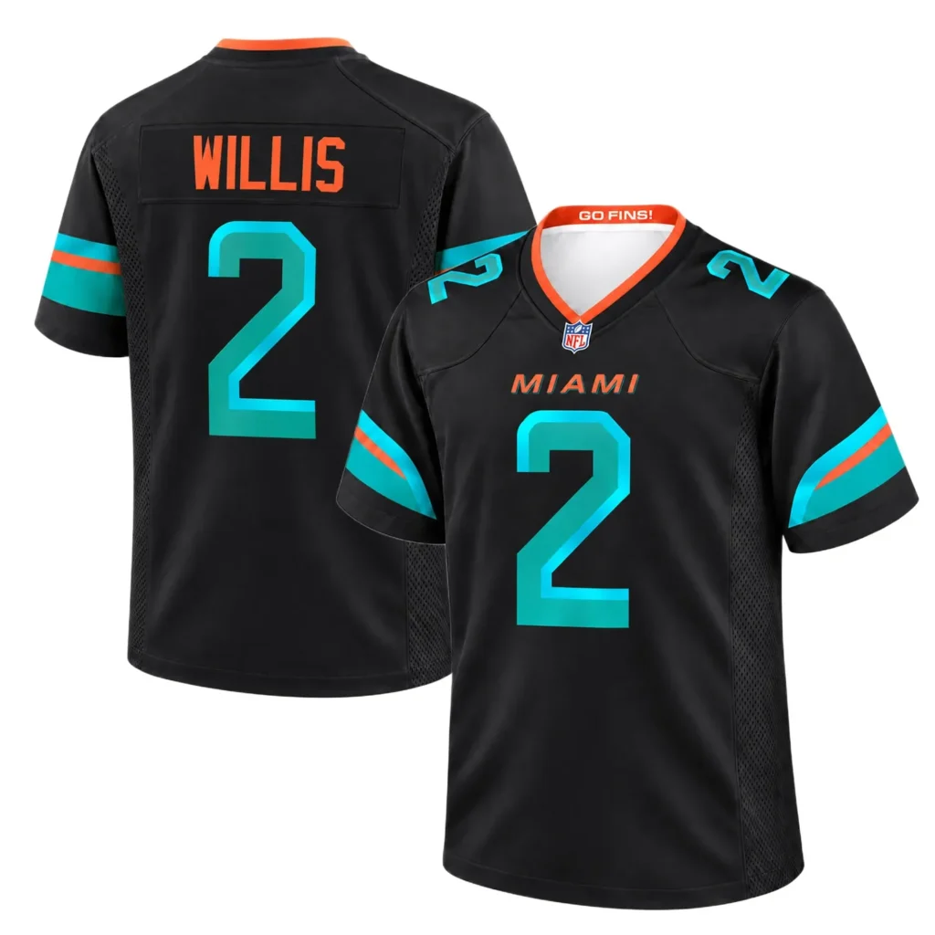 Miami Dolphins Malik Willis Black Alternate Jersey – Matchday Fan Edition