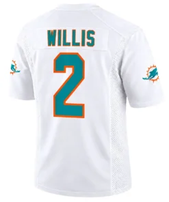 Miami Dolphins Malik Willis White Away Jersey – back view