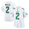 Miami Dolphins Malik Willis White Away Jersey – front back view