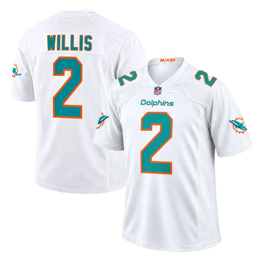 Miami Dolphins Malik Willis White Away Jersey – Name & Number Fan Jersey
