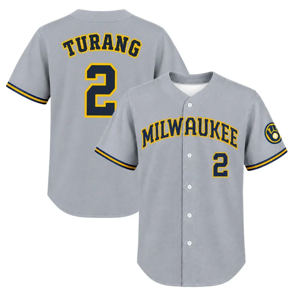 Milwaukee Brewers Brice Turang Away Jersey – Name & Number Fan Jersey