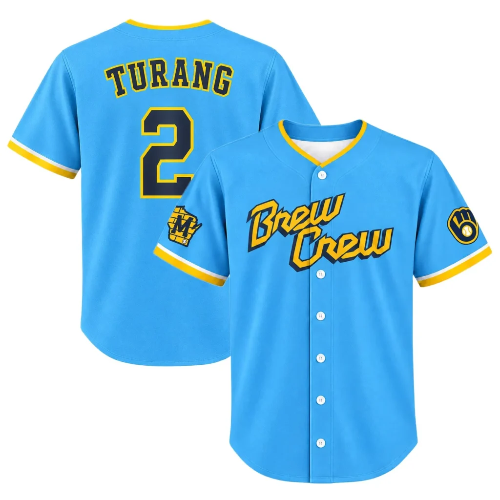 Milwaukee Brewers Brice Turang Blue Jersey – Game Day Fan Jersey