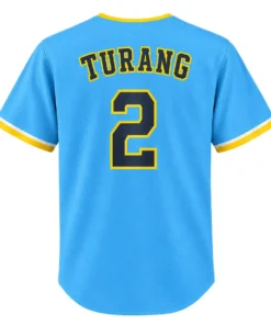 Milwaukee Brewers Brice Turang Blue Jersey – back view