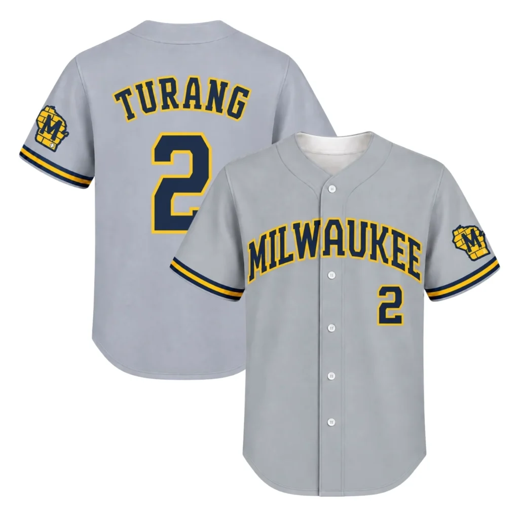 Milwaukee Brewers Brice Turang Gray Away Jersey – Home Crowd Fan Style