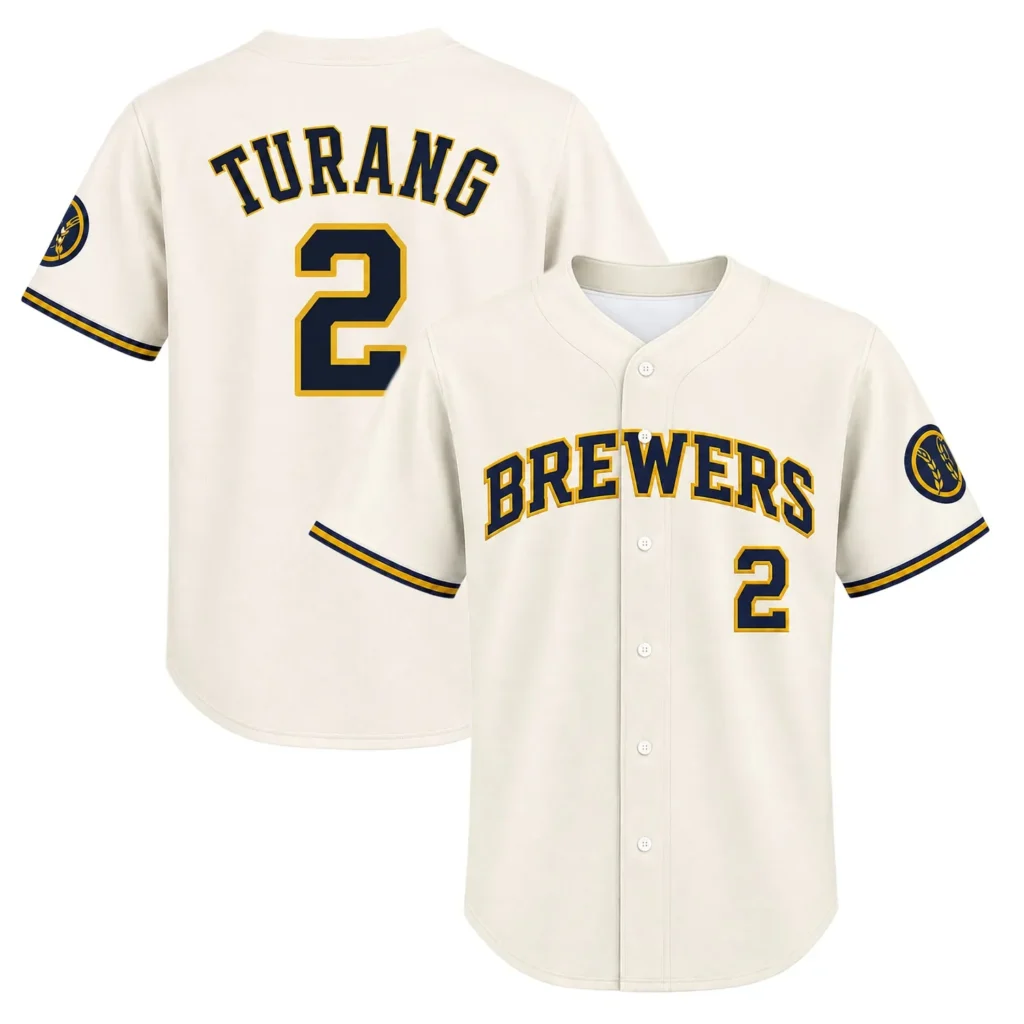 Milwaukee Brewers Brice Turang Home Jersey – Custom Name & Number Edition