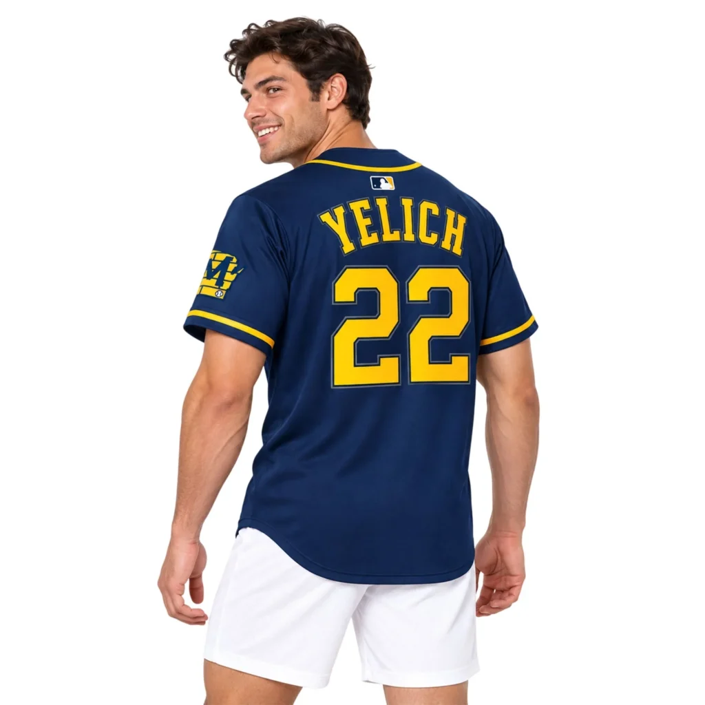Milwaukee Brewers Christian Yelich Navy Jersey – Matchday Fan Edition