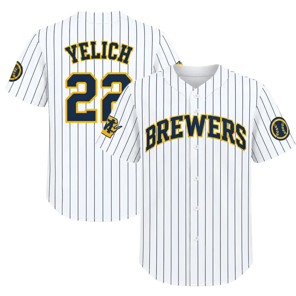 Milwaukee Brewers Christian Yelich Pinstripe Home Pinstripe Jersey – Game Day Fan Jersey