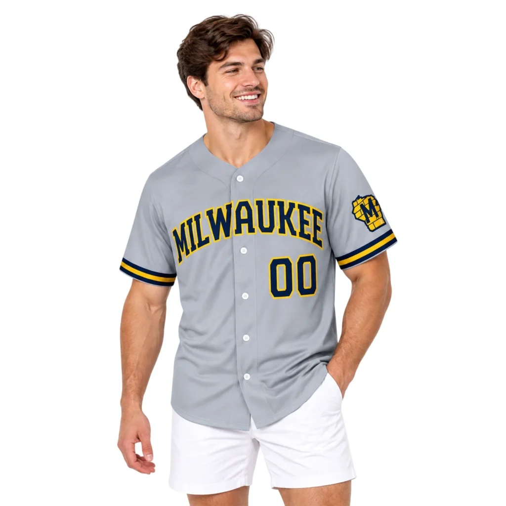 Milwaukee Brewers Gray Away Jersey – Stadium Ready Fan Style
