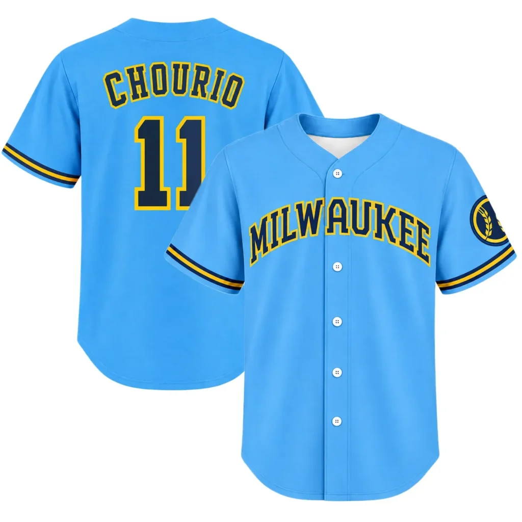 Milwaukee Brewers Jackson Chourio Blue Jersey – Home Crowd Fan Style