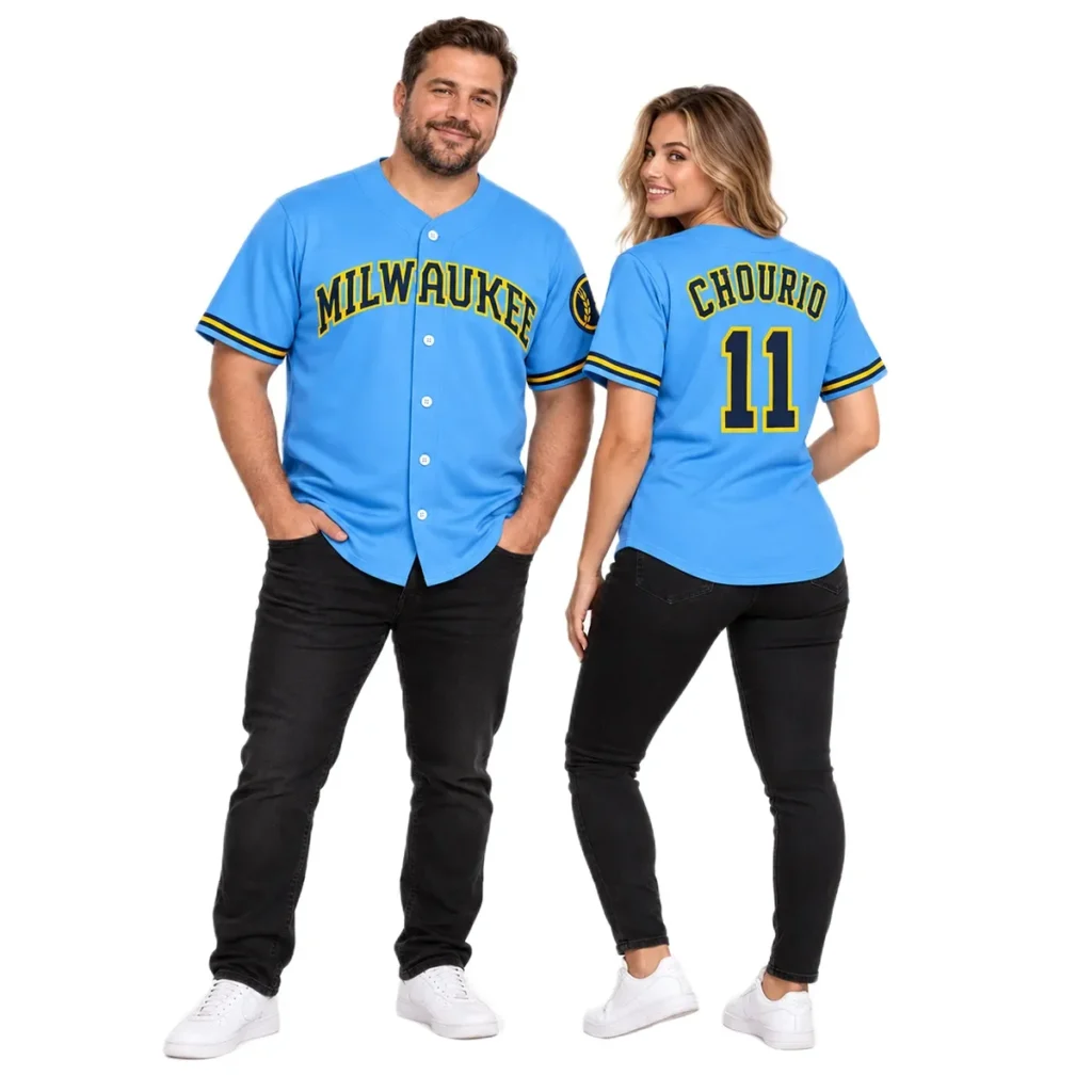 Milwaukee Brewers Jackson Chourio Blue Jersey – Home Crowd Fan Style