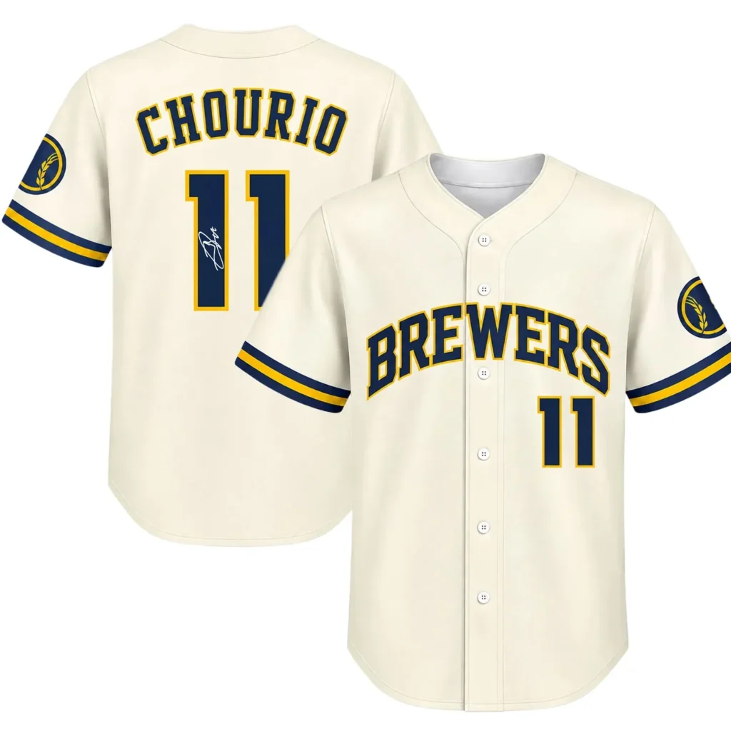 Milwaukee Brewers Jackson Chourio Cream Jersey – Name & Number Fan Jersey