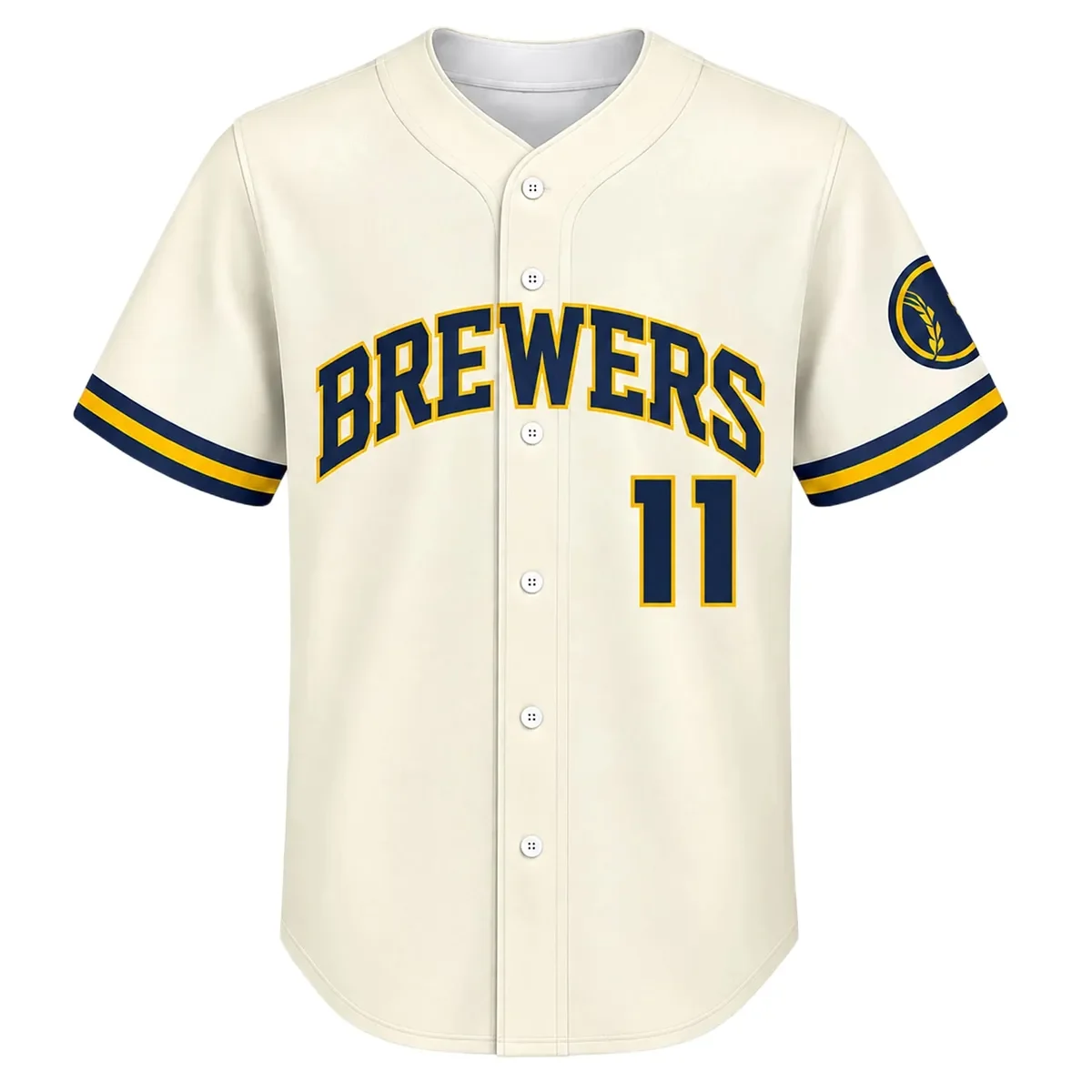 Milwaukee Brewers Jackson Chourio Cream Jersey – front view