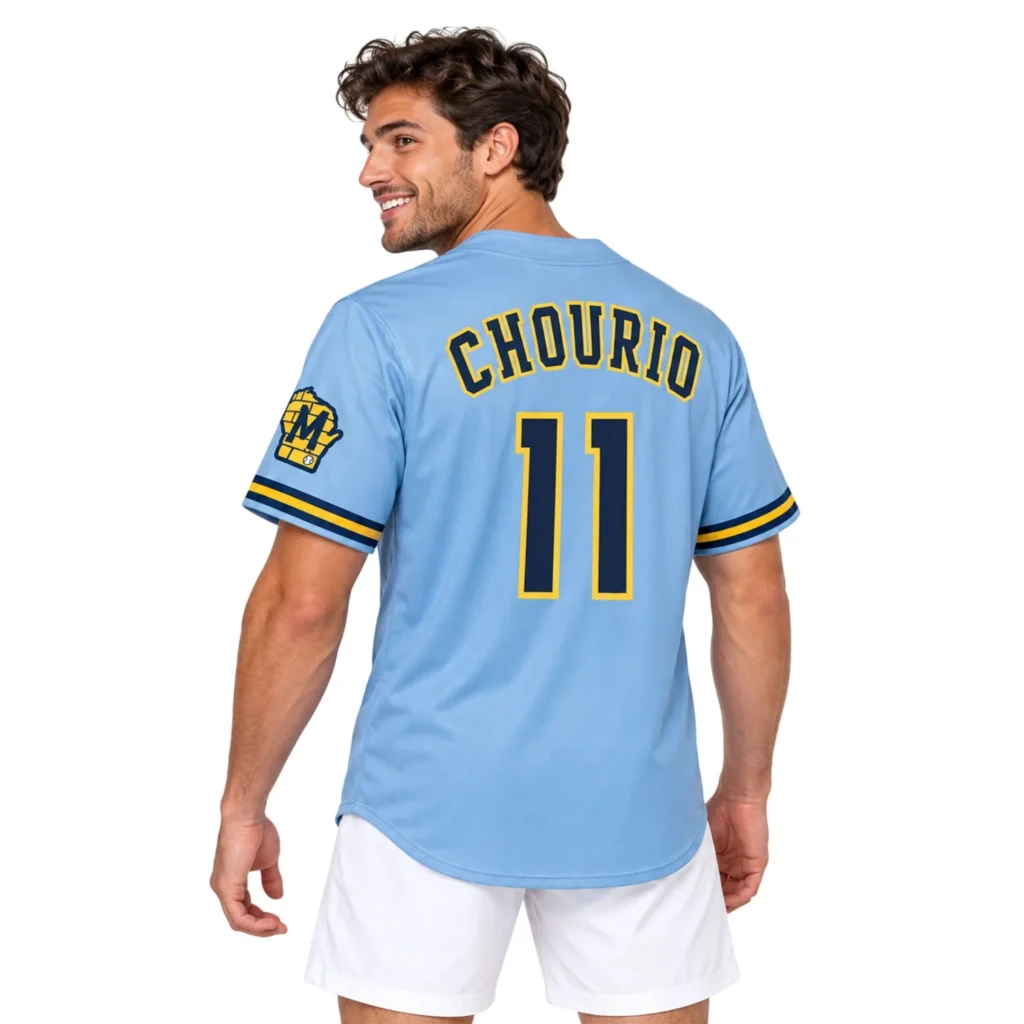 Milwaukee Brewers Jackson Chourio Powder Blue Road Jersey – Stadium Ready Fan Style