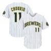 Milwaukee Brewers Jackson Chourio White Pinstripe Jersey