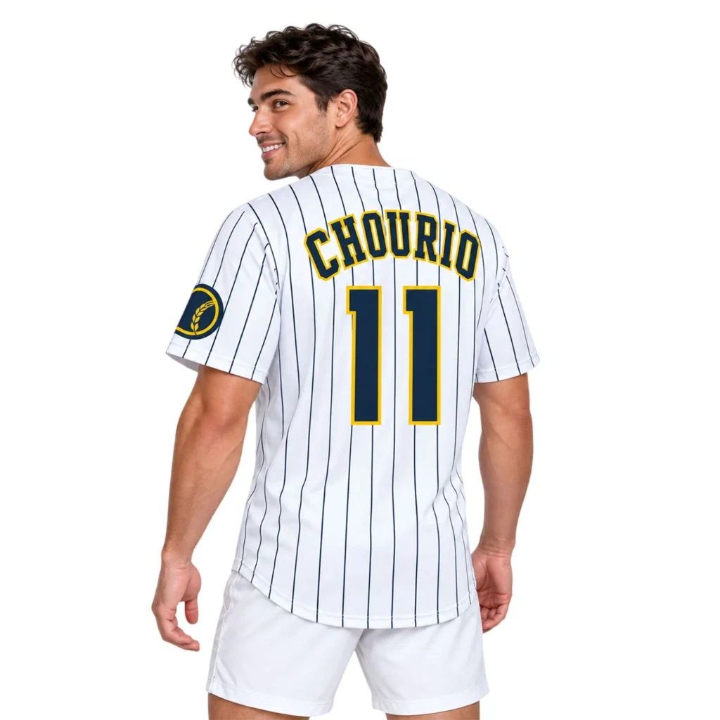 Milwaukee Brewers Jackson Chourio White Pinstripe Jersey – Game Day Fan Jersey