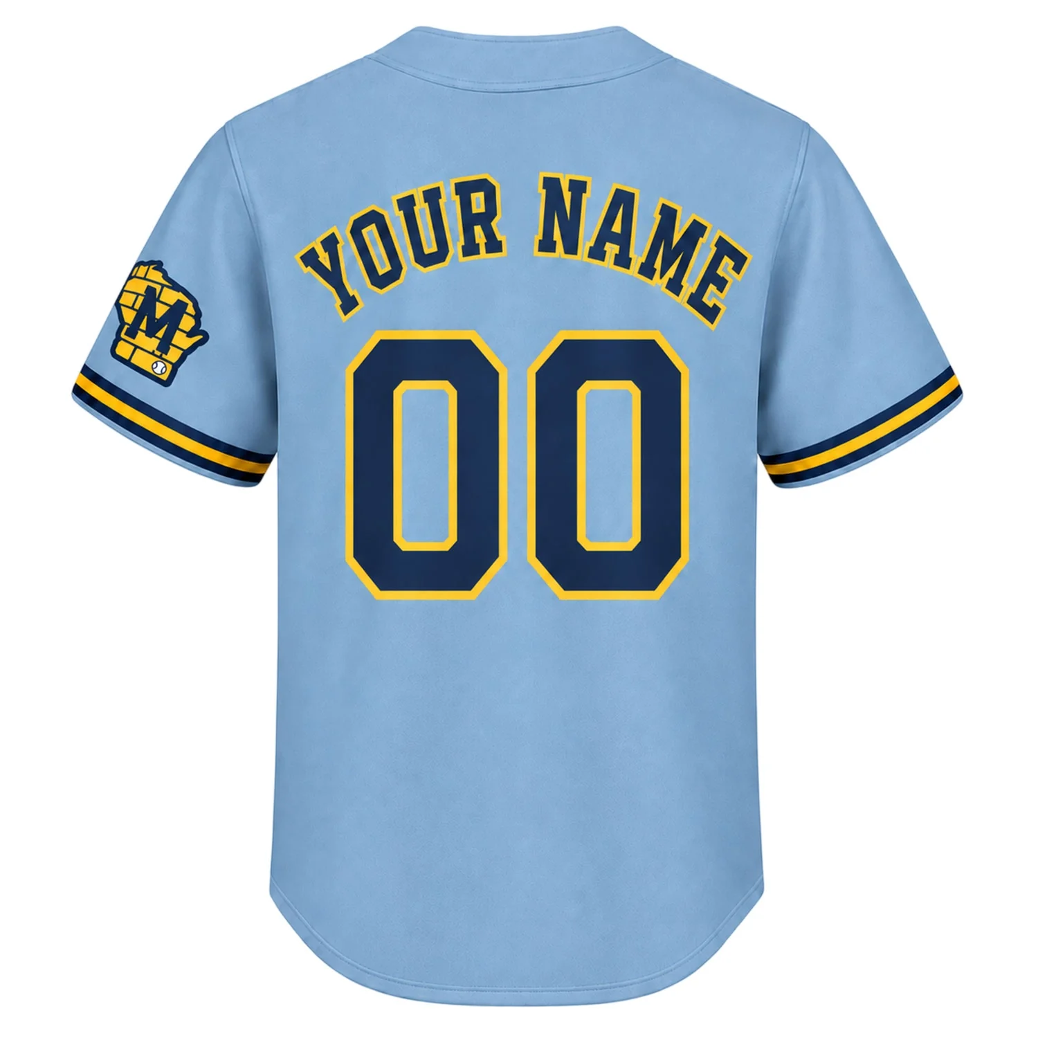 Milwaukee Brewers Powder Blue Custom Jersey – back view