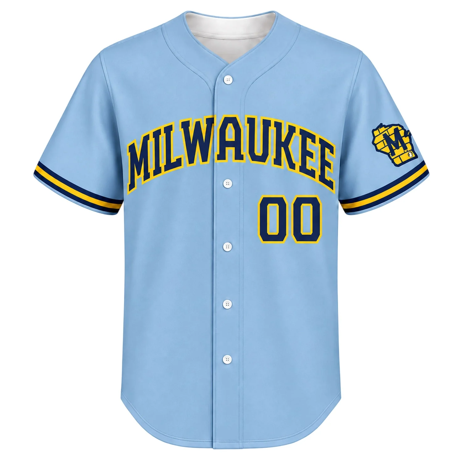 Milwaukee Brewers Powder Blue Custom Jersey – front view