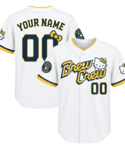Milwaukee Brewers White Hello Kitty Custom Jersey