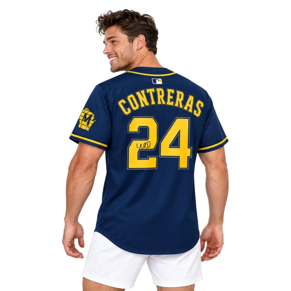 Milwaukee Brewers William Contreras Navy Jersey – Stadium Ready Fan Style