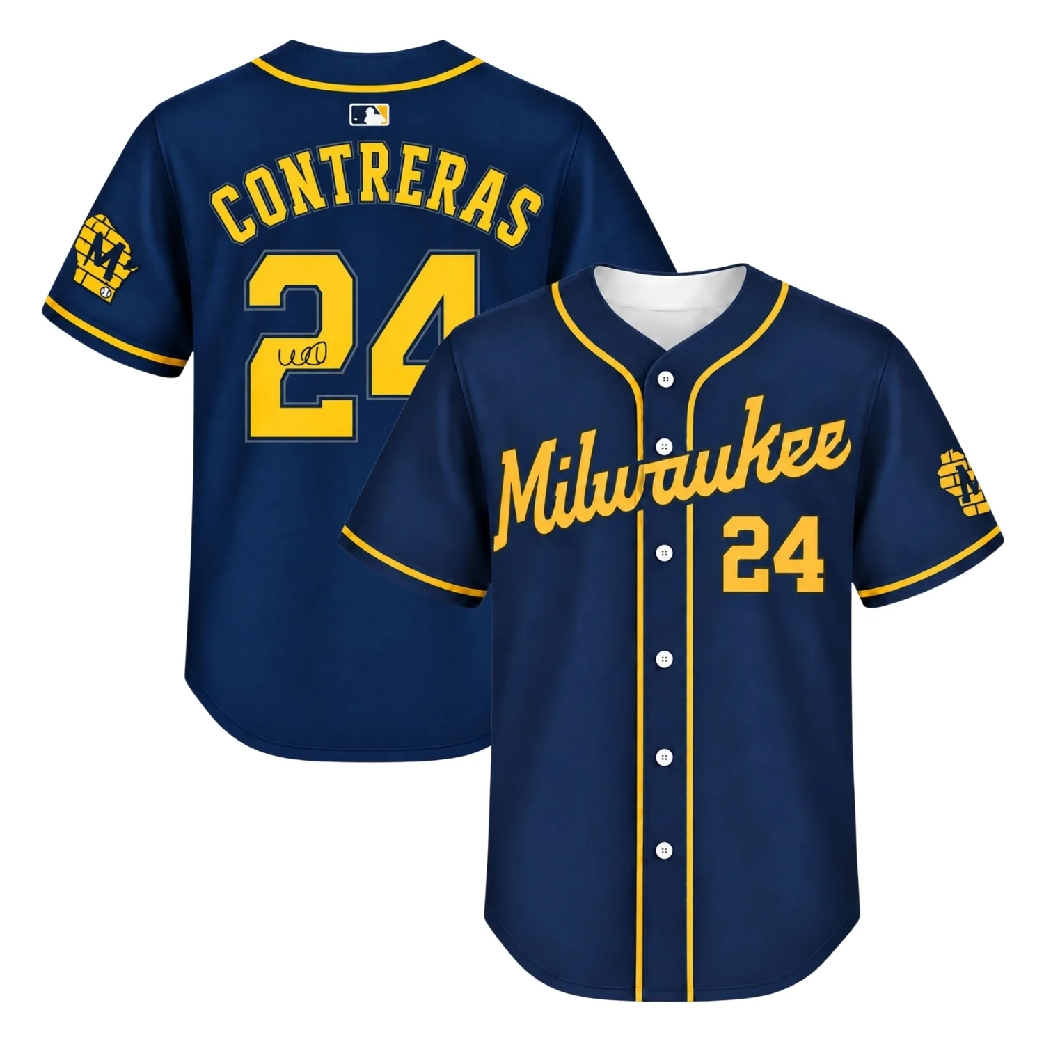 Milwaukee Brewers William Contreras Navy Jersey